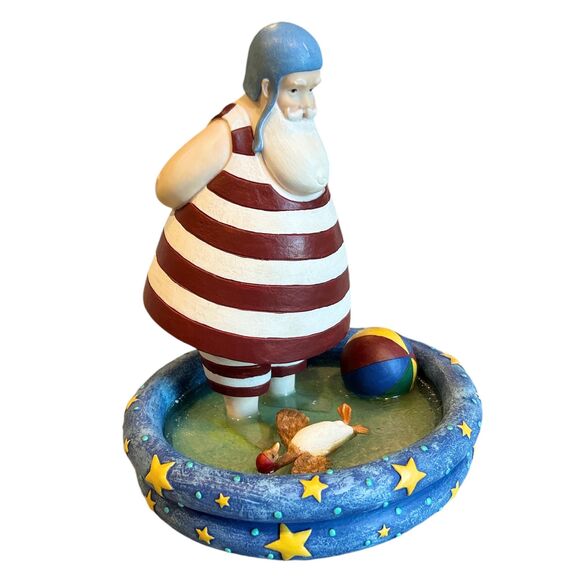 DEMDACO Bennington Christmas Summer Santa Figurine Wading In Pool - Picture 2 of 7